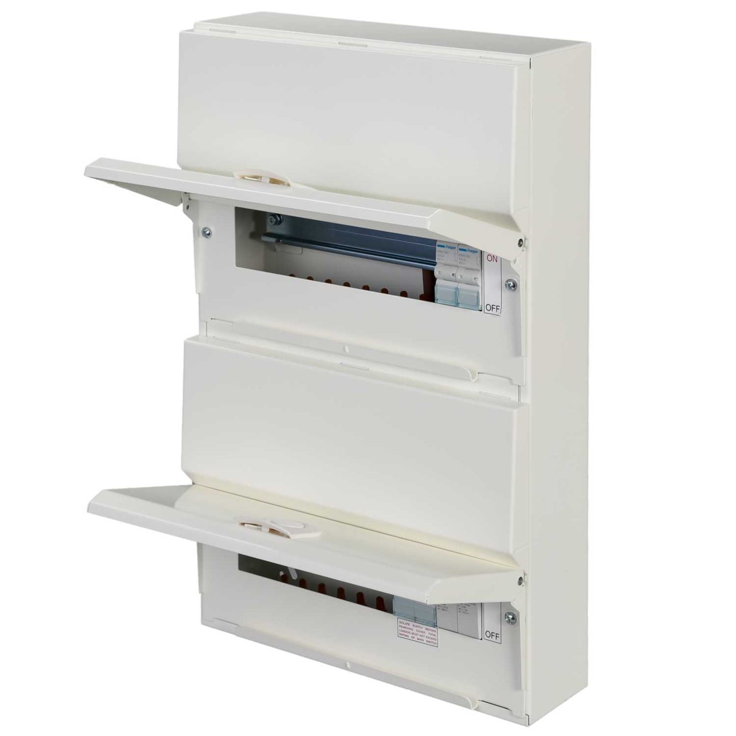 Hager 8 + 10 Dual Row 100A Isolator Incomer Metal Clad Consumer Unit with Type 2 SPD