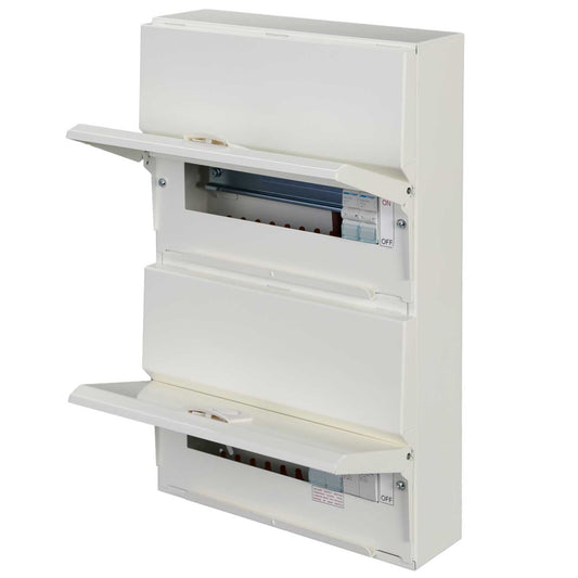 Hager 8 + 10 Dual Row 100A Isolator Incomer Metal Clad Consumer Unit with Type 2 SPD