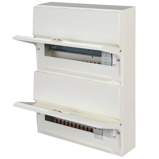 Hager 12 + 14 Dual Row 100A Isolator Incomer Metal Clad Consumer Unit with Type 2 SPD