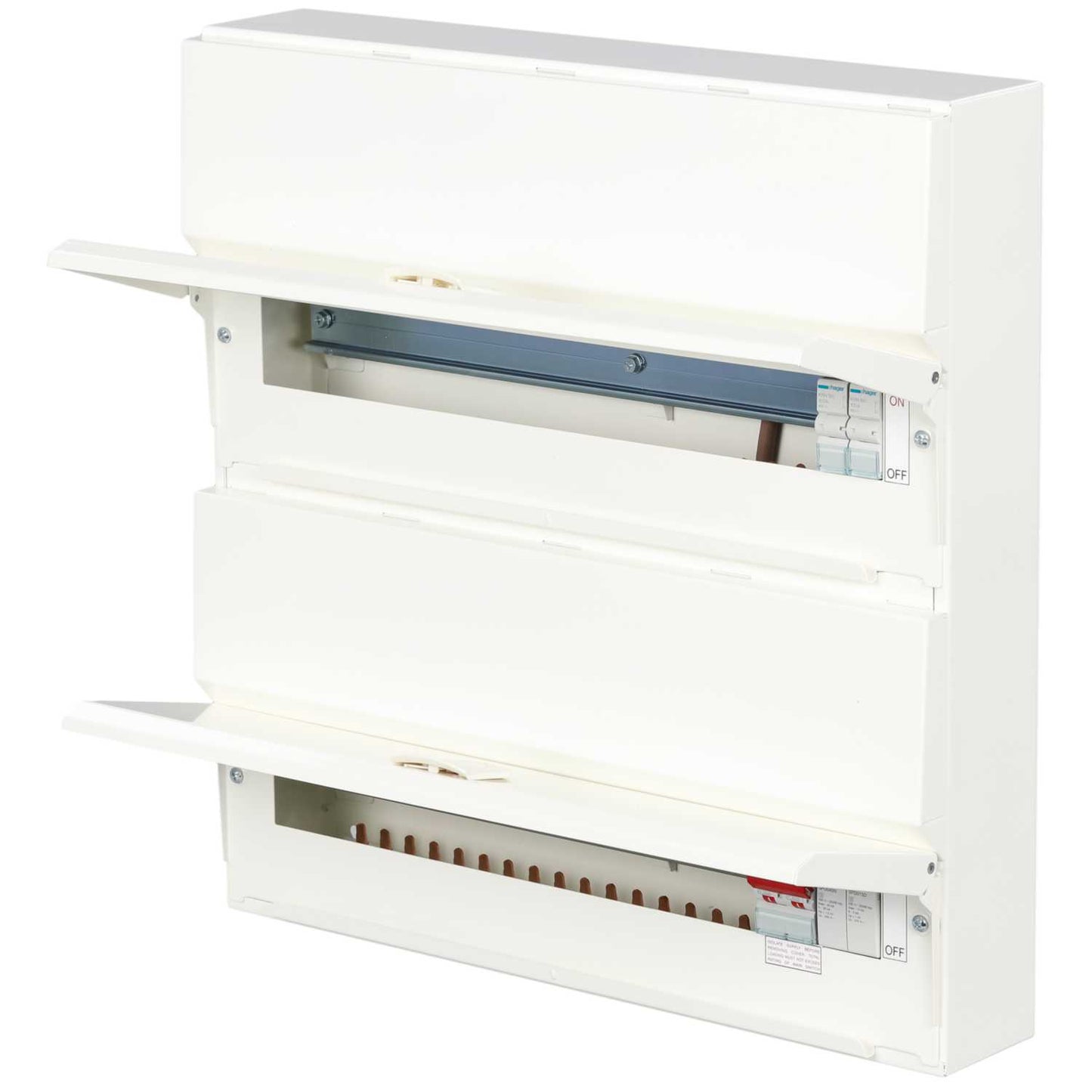 Hager 18 + 20 Dual Row 100A Isolator Incomer Metal Clad Consumer Unit with Type 2 SPD