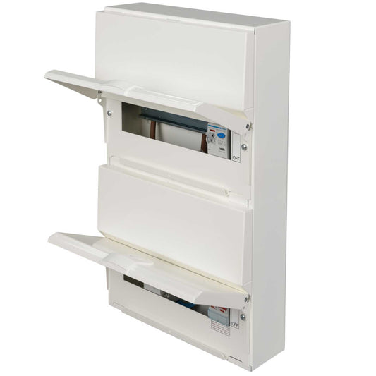 Hager 8 + 10 Dual Row Dual RCD High Integrity Metal Clad Consumer Unit