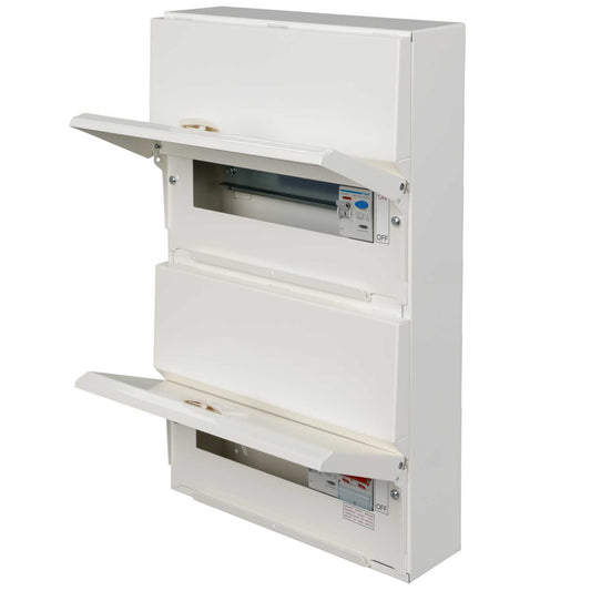 Hager 8 + 10 Dual Row Dual RCD Split Load Metal Clad Consumer Unit