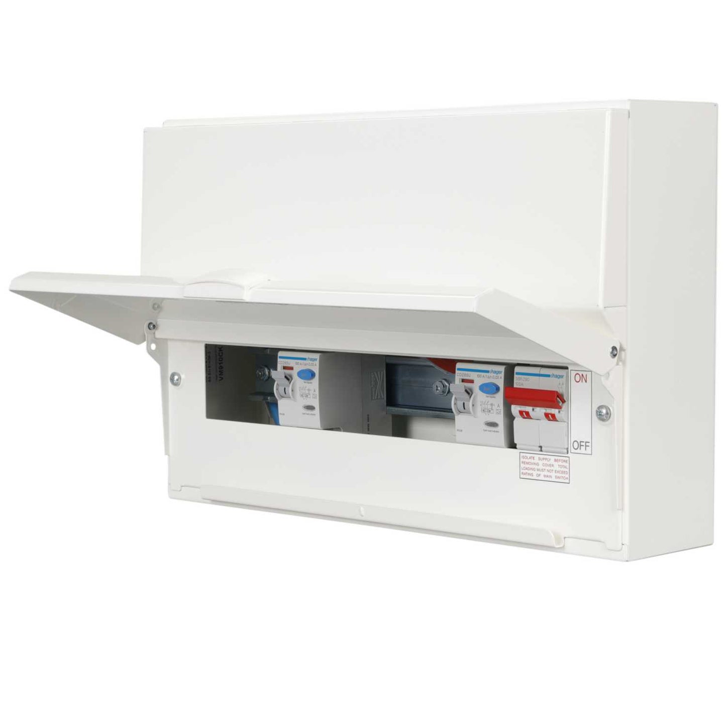 Hager 10 Way Dual 100A RCD Configurable Metal Clad Consumer Unit with Knockouts