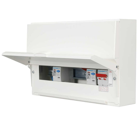 Hager 10 Way Dual 100A RCD Configurable Metal Clad Consumer Unit with Knockouts