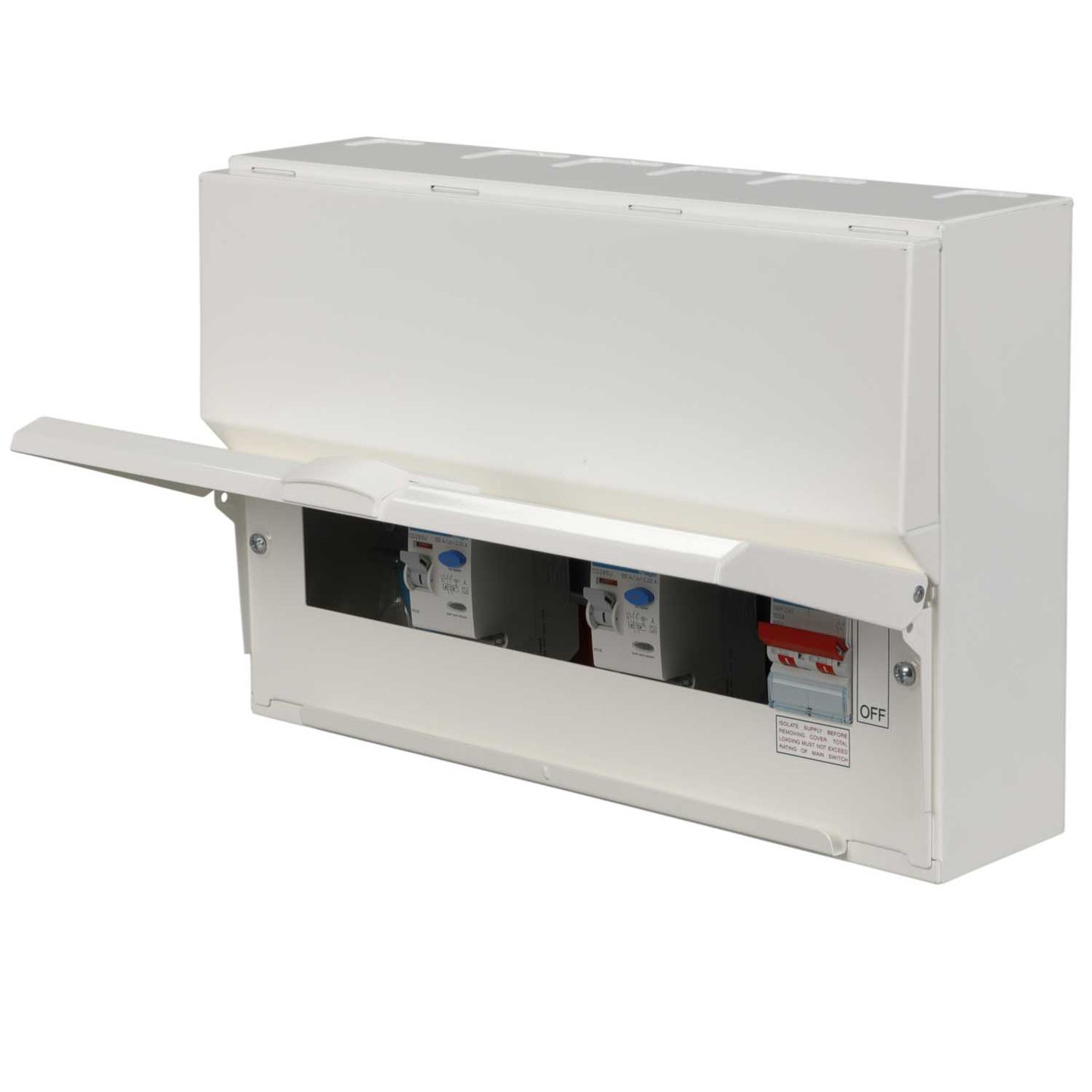 Hager 10 Way Dual 100A RCD High Integrity Metal Clad Consumer Unit with Knockouts