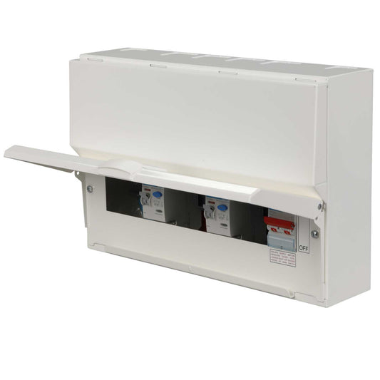 Hager 10 Way Dual 100A RCD High Integrity Metal Clad Consumer Unit with Knockouts