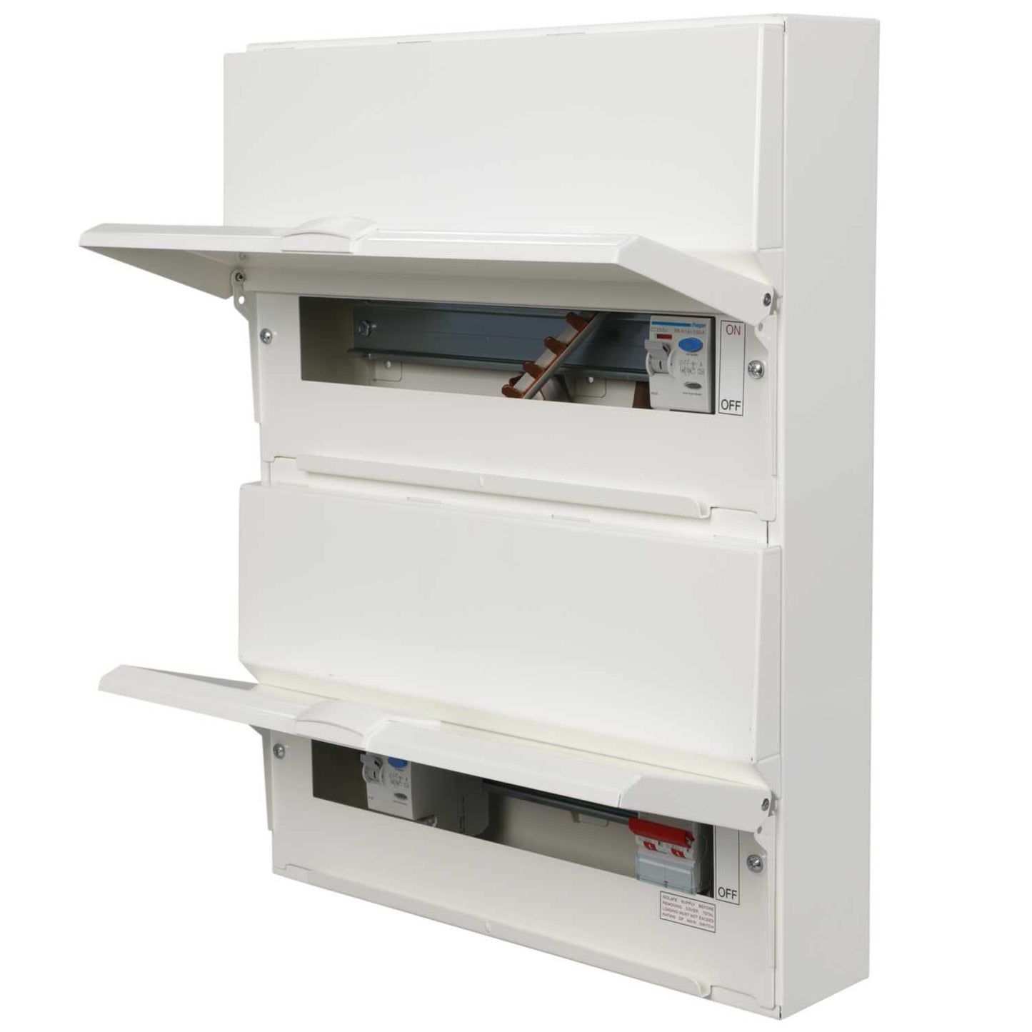 Hager 12 + 14 Dual Row Dual 100A RCD Metal Clad Consumer Unit with Knockouts
