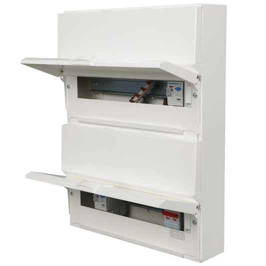 Hager 12 + 14 Dual Row Dual 100A RCD Metal Clad Consumer Unit with Knockouts