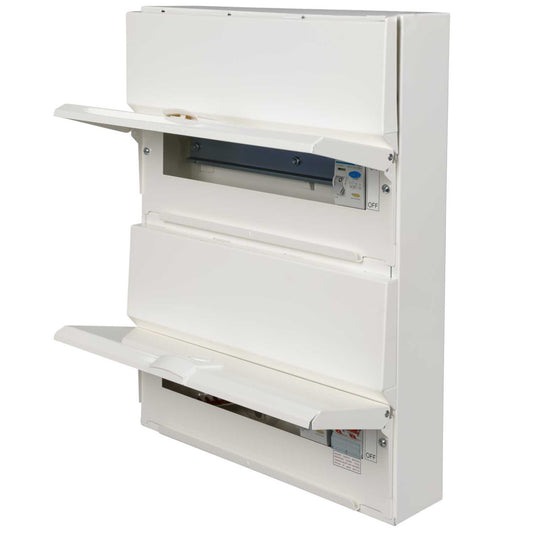 Hager 12 + 14 Dual Row Dual RCD Split Load Metal Clad Consumer Unit
