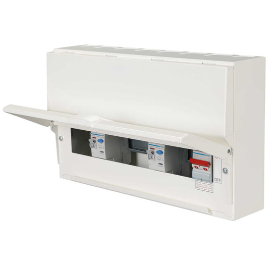 Hager 12 Way Dual 100A RCD High Integrity Metal Clad Consumer Unit with Knockouts