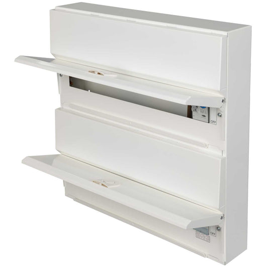 Hager 18 + 20 Dual Row Dual 100A RCD High Integrity Metal Clad Consumer Unit