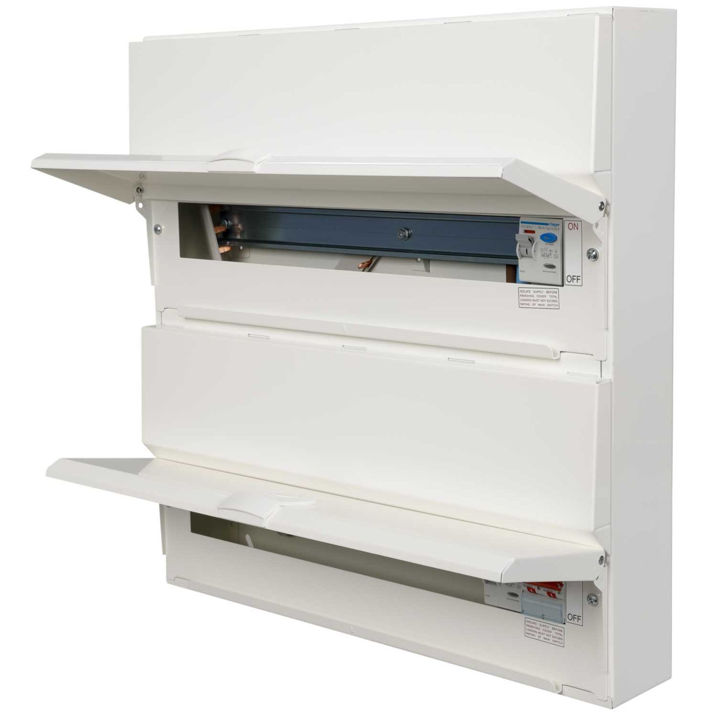 Hager 18 + 20 Dual Row Dual 100A RCD Split Load Metal Clad Consumer Unit