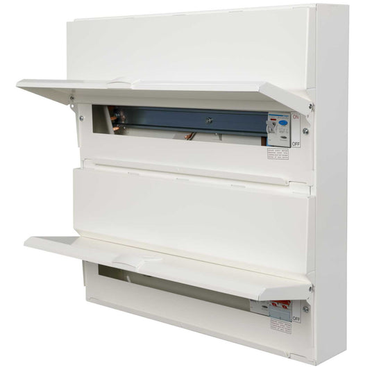 Hager 18 + 20 Dual Row Dual 100A RCD Split Load Metal Clad Consumer Unit