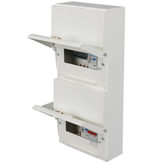 Hager 4 + 6 Dual Row Dual RCD Split Load Metal Clad Consumer Unit