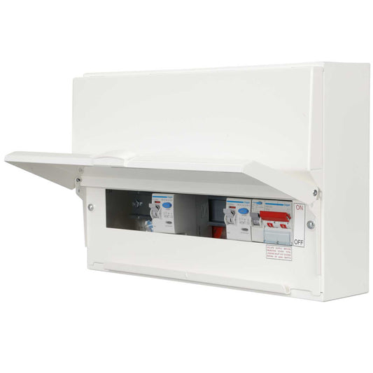 Hager 1 + 4 + 5 Dual 100A RCD Split Load Metal Clad Consumer Unit with Round Knockouts