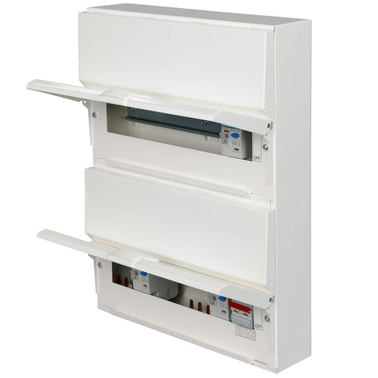Hager 10 + 14 Twin / Multi Tariff Dual Row Metal Clad Consumer Unit