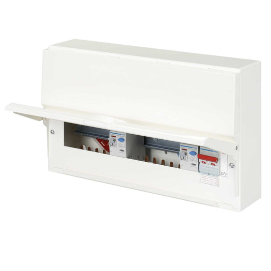 Hager 6 + 6 Dual 100A Type A RCD Metal Clad Consumer Unit