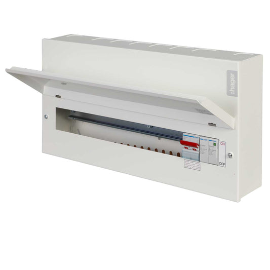 Hager 18 Way 100A Isolator Incomer Metal Clad Consumer Unit with Type 2 SPD