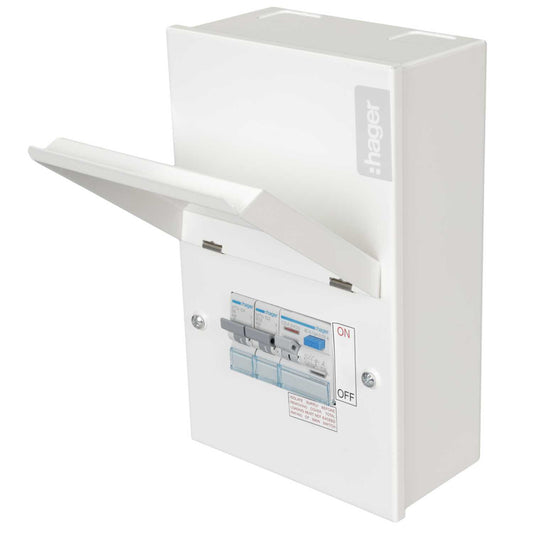 Hager Metal Clad Garage Unit with 40A Type A RCD and 6A and 32A MCB