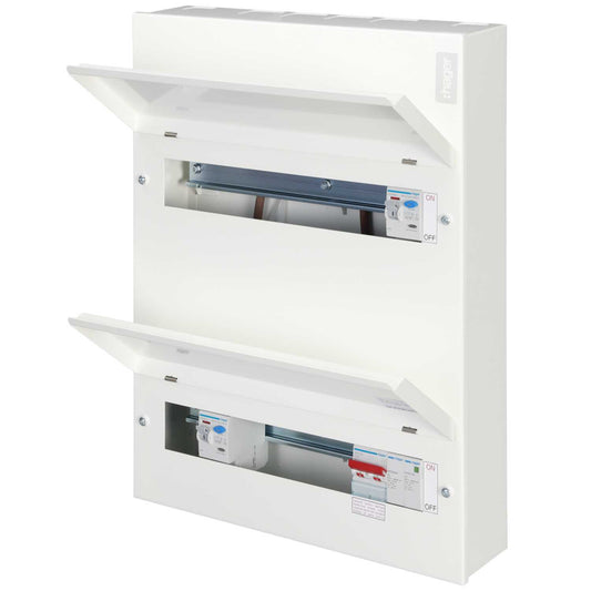 Hager 10 + 14 Dual Row Dual 100A RCD High Integrity Metal Clad Consumer Unit with SPD