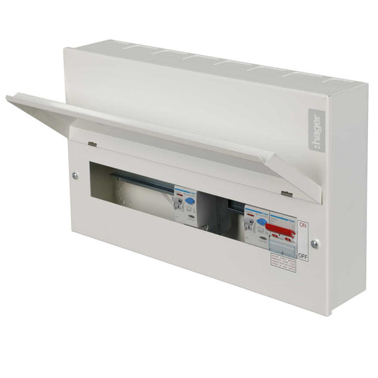 Hager 12 Way Dual 100A RCD Configurable Metal Clad Consumer Unit