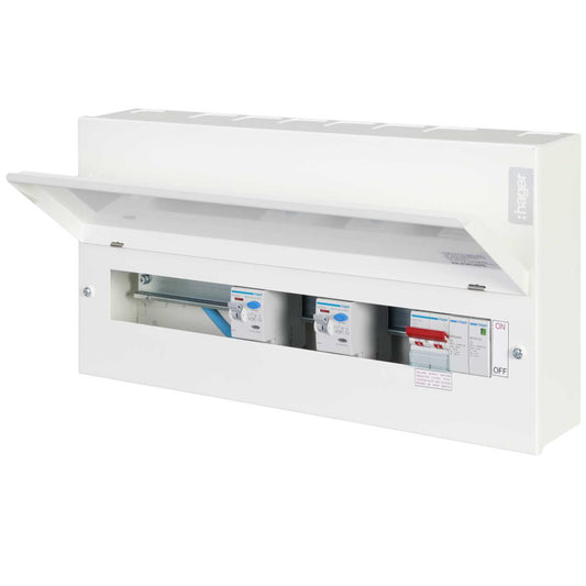 Hager 14 Way Dual RCD Configurable High Integrity Metal Clad Consumer Unit with SPD