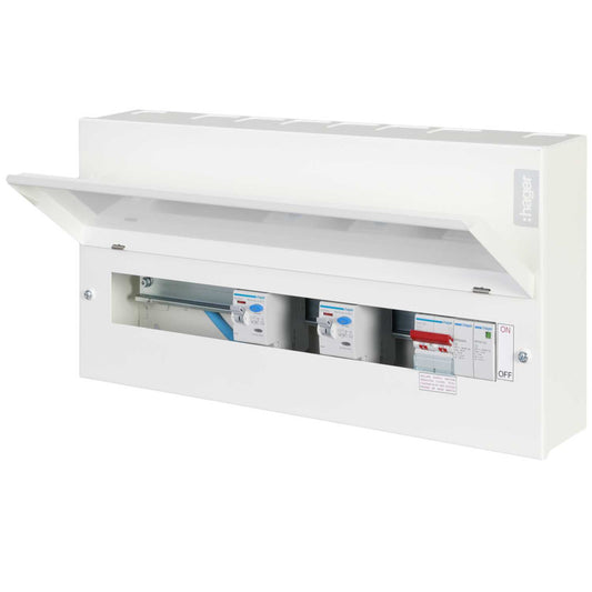 Hager 14 Way Dual RCD Configurable High Integrity Metal Clad Consumer Unit with SPD