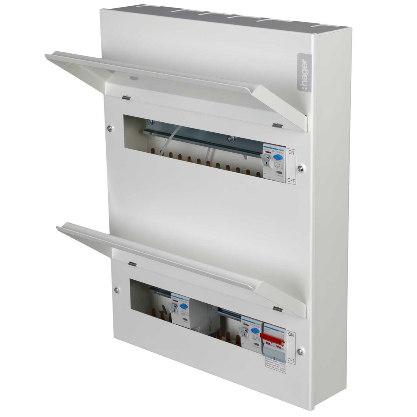 Hager 10 + 14 Dual Tariff Dual Row Metal Clad Consumer Unit