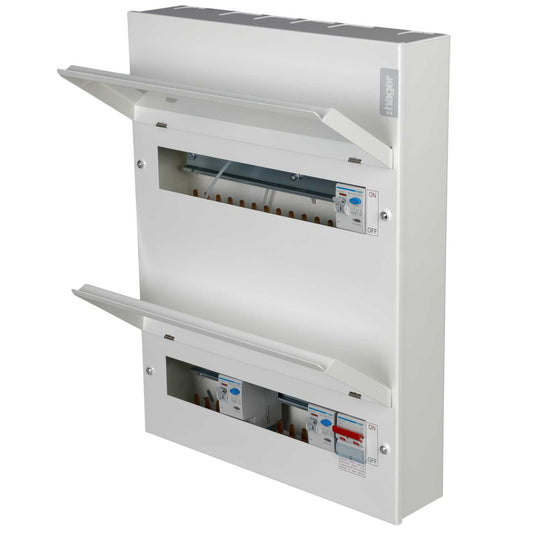 Hager 10 + 14 Dual Tariff Dual Row Metal Clad Consumer Unit