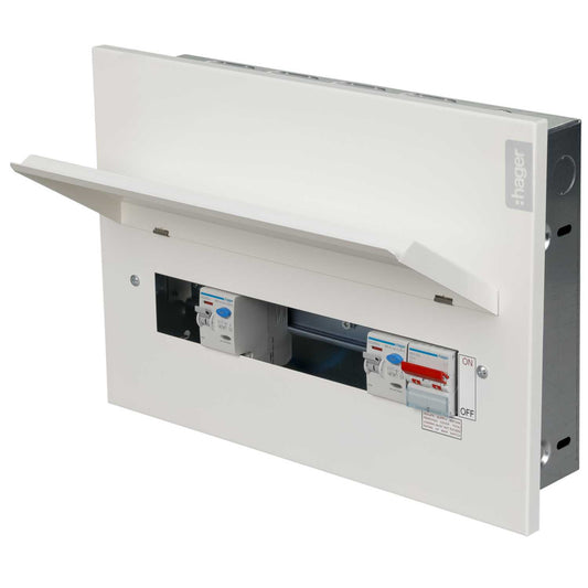 Hager 10 Way Dual RCD Configurable Flush Metal Clad Consumer Unit