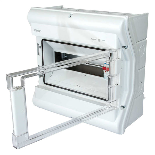 Hager 10 Way 100A Switch Incomer IP55 Weather Proof Garage Unit