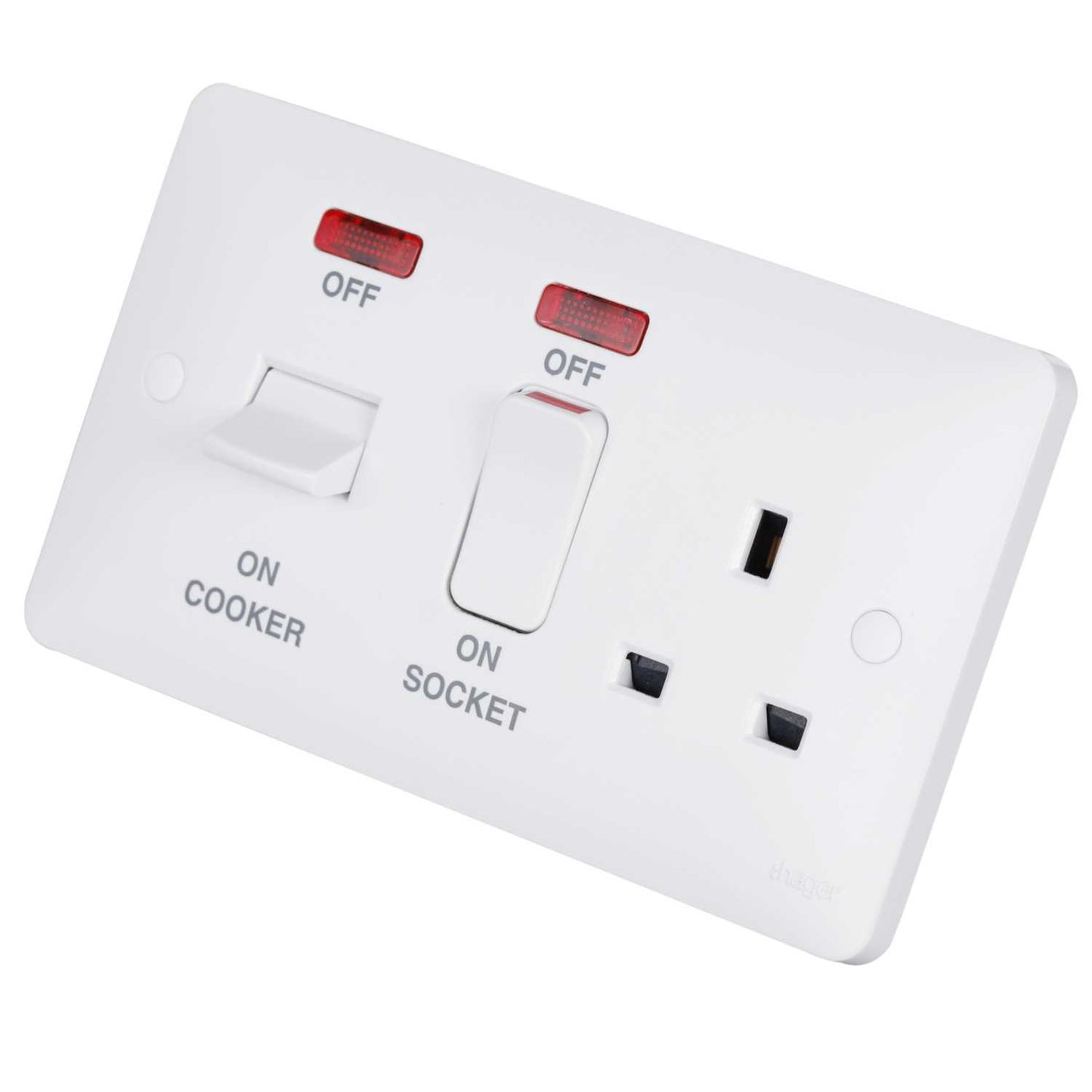 Hager Sollysta 45A Cooker Control Unit with Neon White