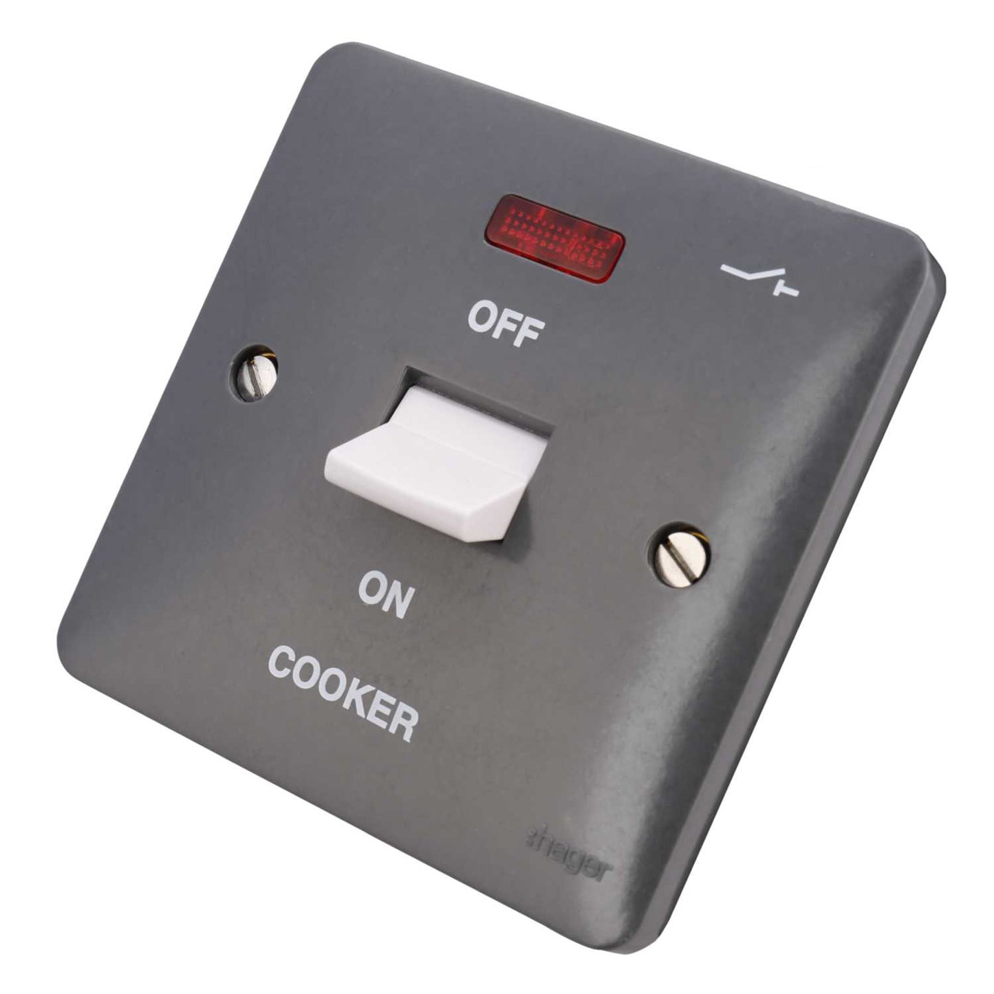 50A DP 1 Gang Switch Part M with Neon Printed 'Cooker' Grey