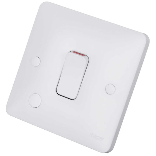 Hager Sollysta 20A DP Switch with Flex Outlet White