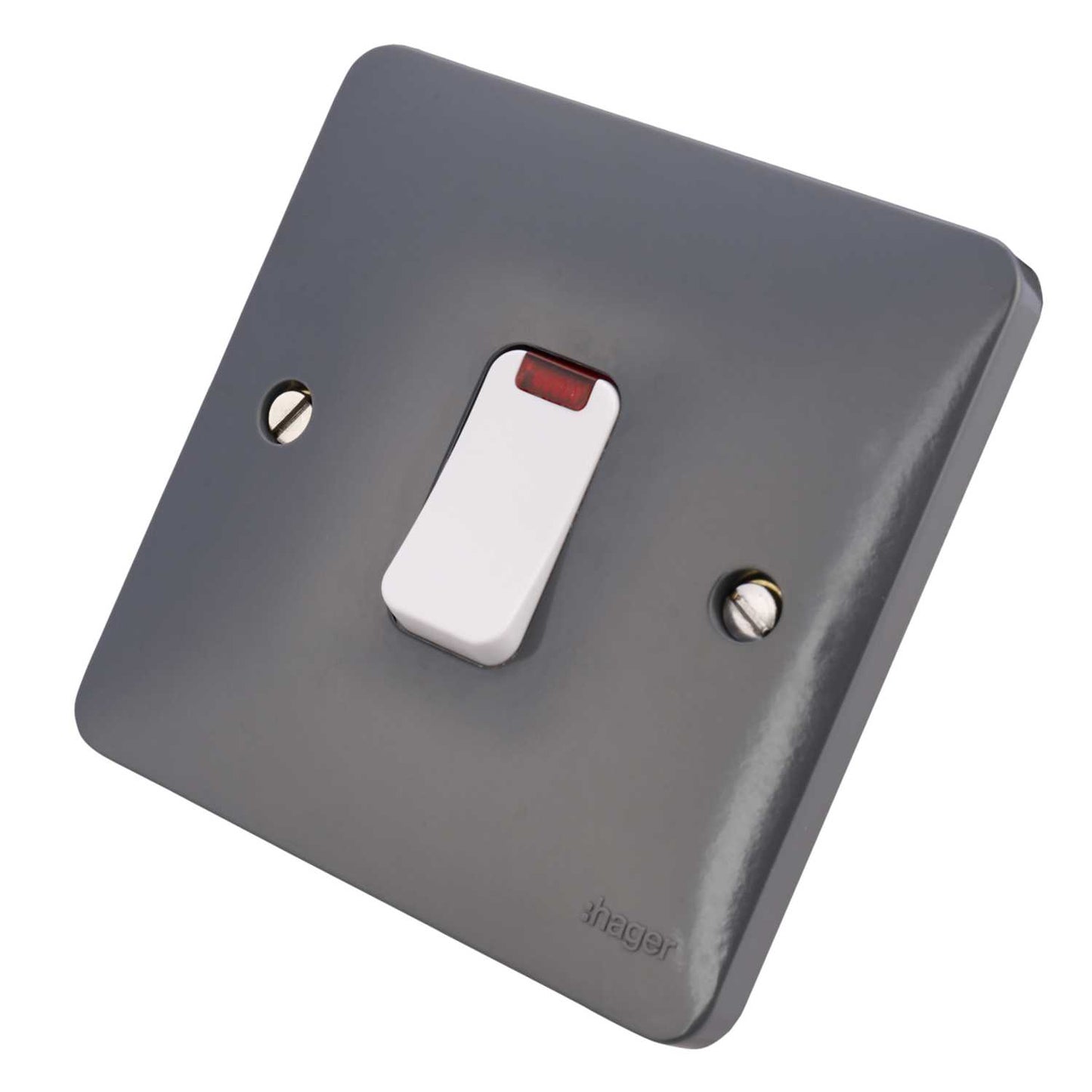 Hager Sollysta 20A DP 1 Gang Switch Part M with Neon Grey