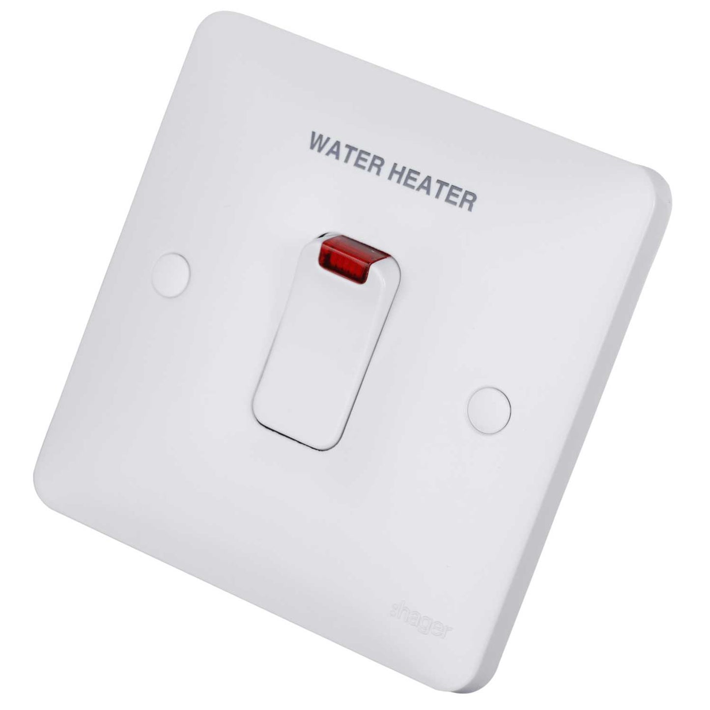 Hager Sollysta 20A DP Switch with Neon marked Water Heater White