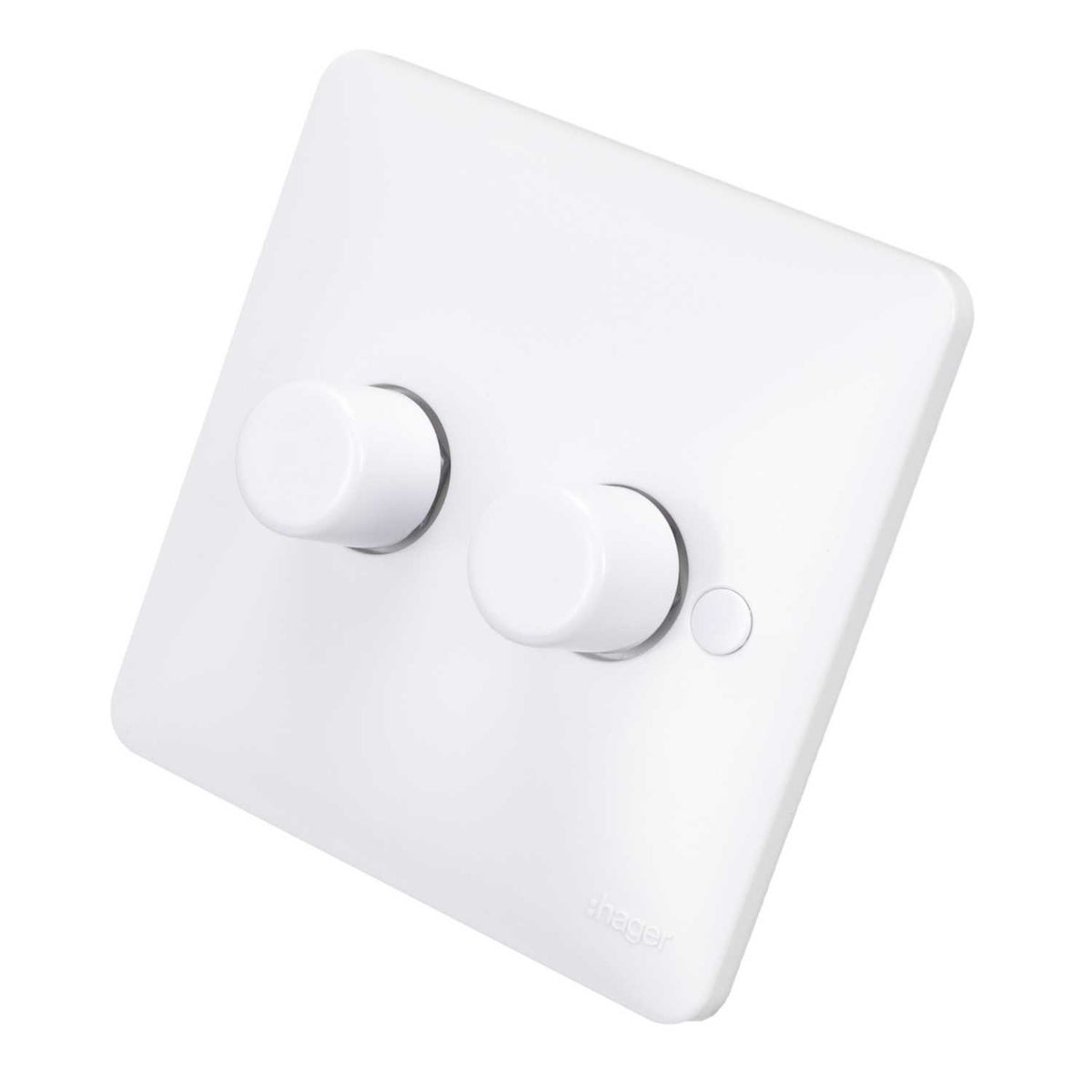 Hager Sollysta 250W 2 Gang 2 Way LED Dimmer White