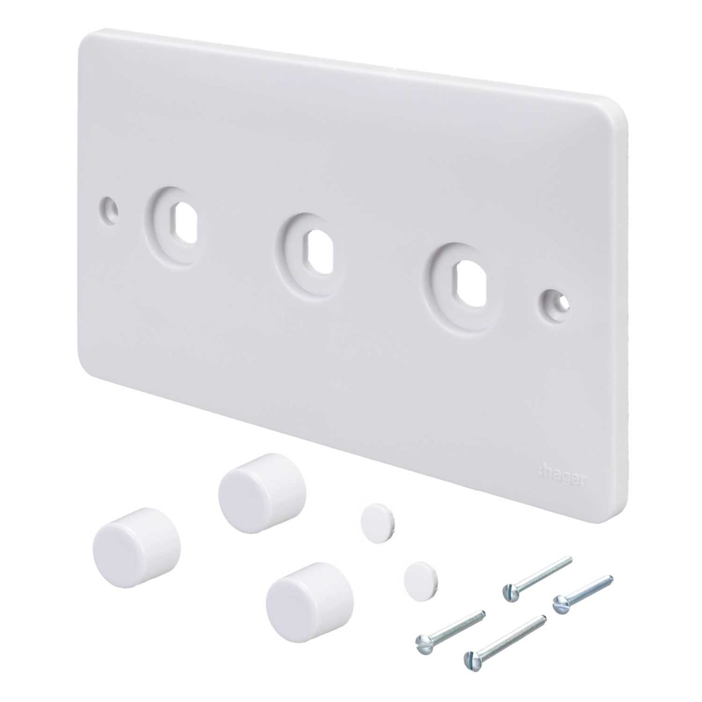 Hager Sollysta 3 Gang Rotary Dimmer Switch Plate Kit White