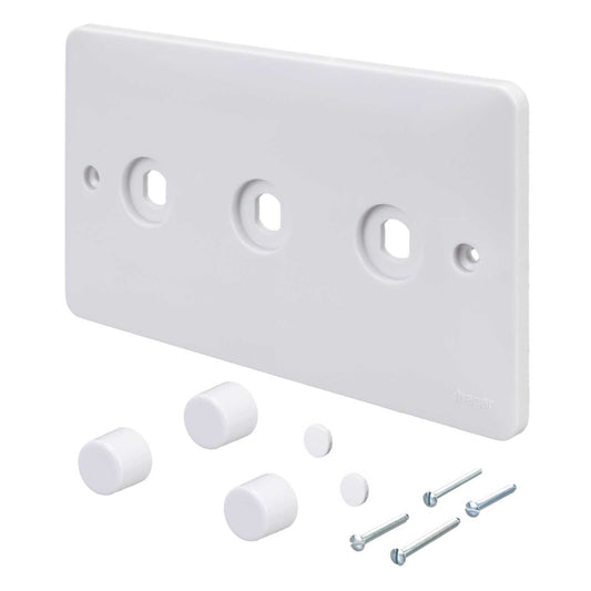 Hager Sollysta 3 Gang Rotary Dimmer Switch Plate Kit White