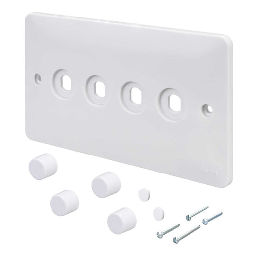 Hager Sollysta 4 Gang Rotary Dimmer Switch Plate Kit White