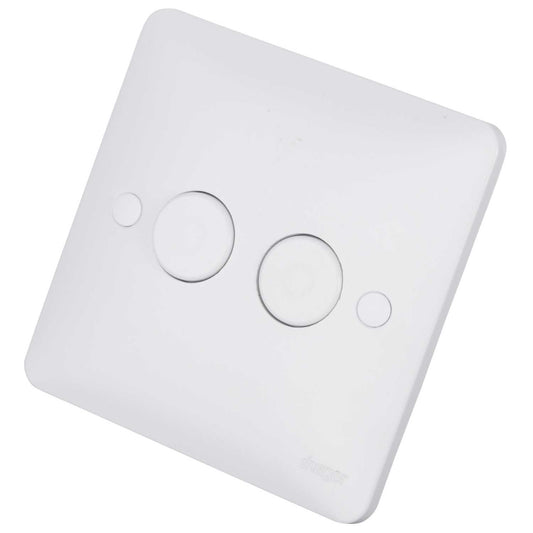 Hager Sollysta 250W 2 Gang Dimmer White