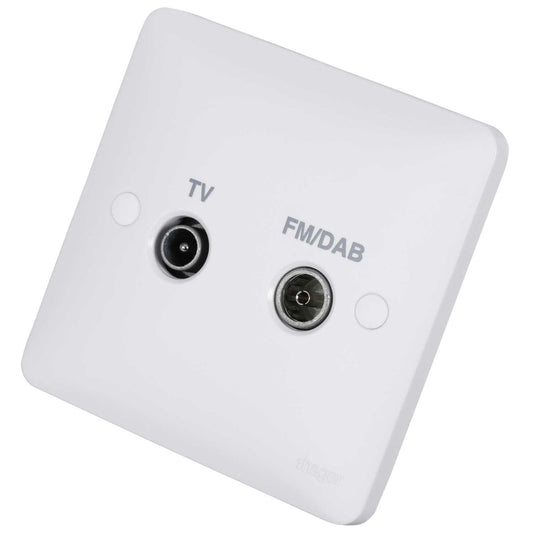 Hager Sollysta 1 Gang Coaxial and FM / DAB Socket White