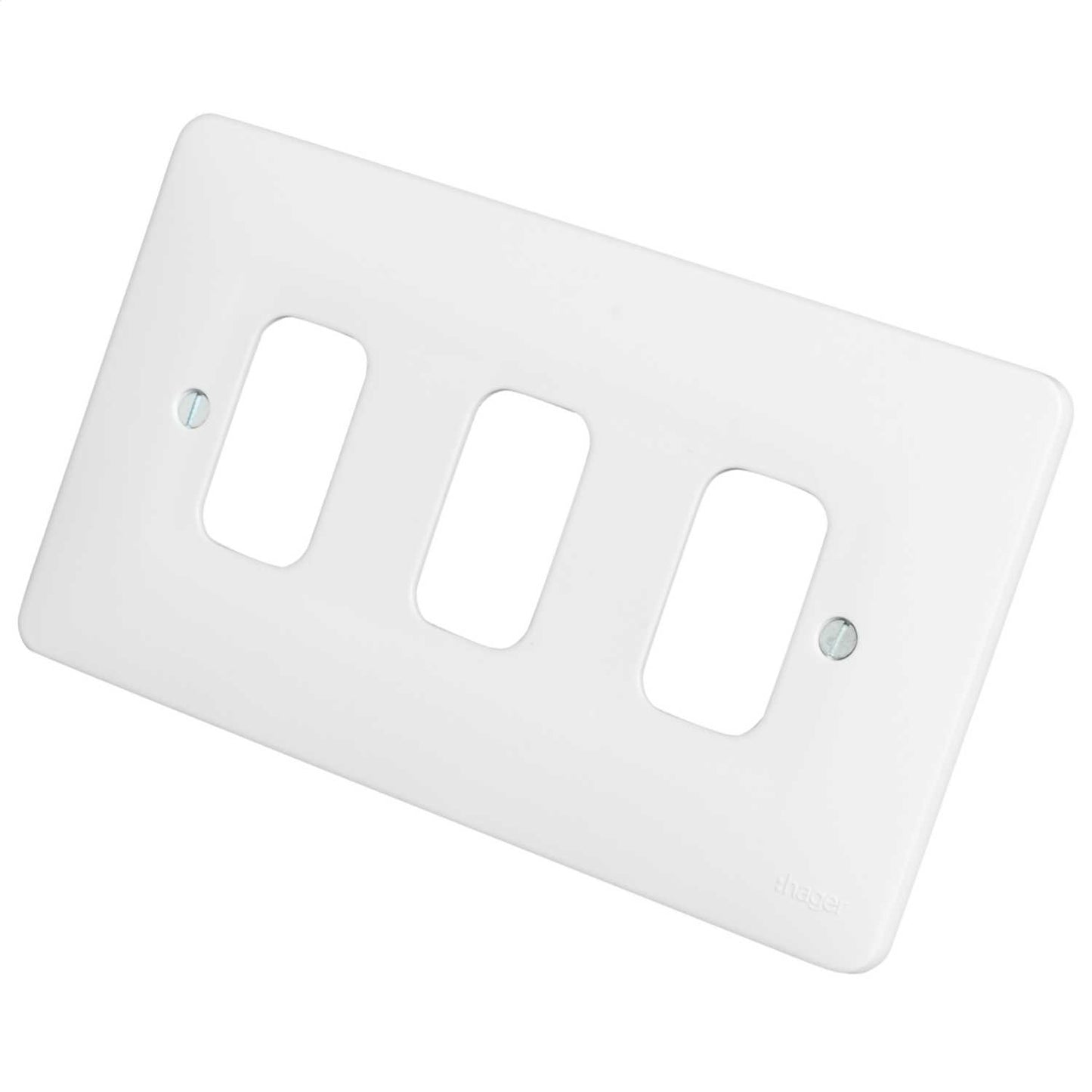 Hager Sollysta 3 Gang Grid Front Plate White
