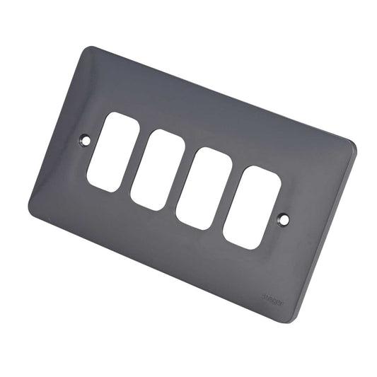 Hager Sollysta 4 Gang Grid Plate Part M Grey