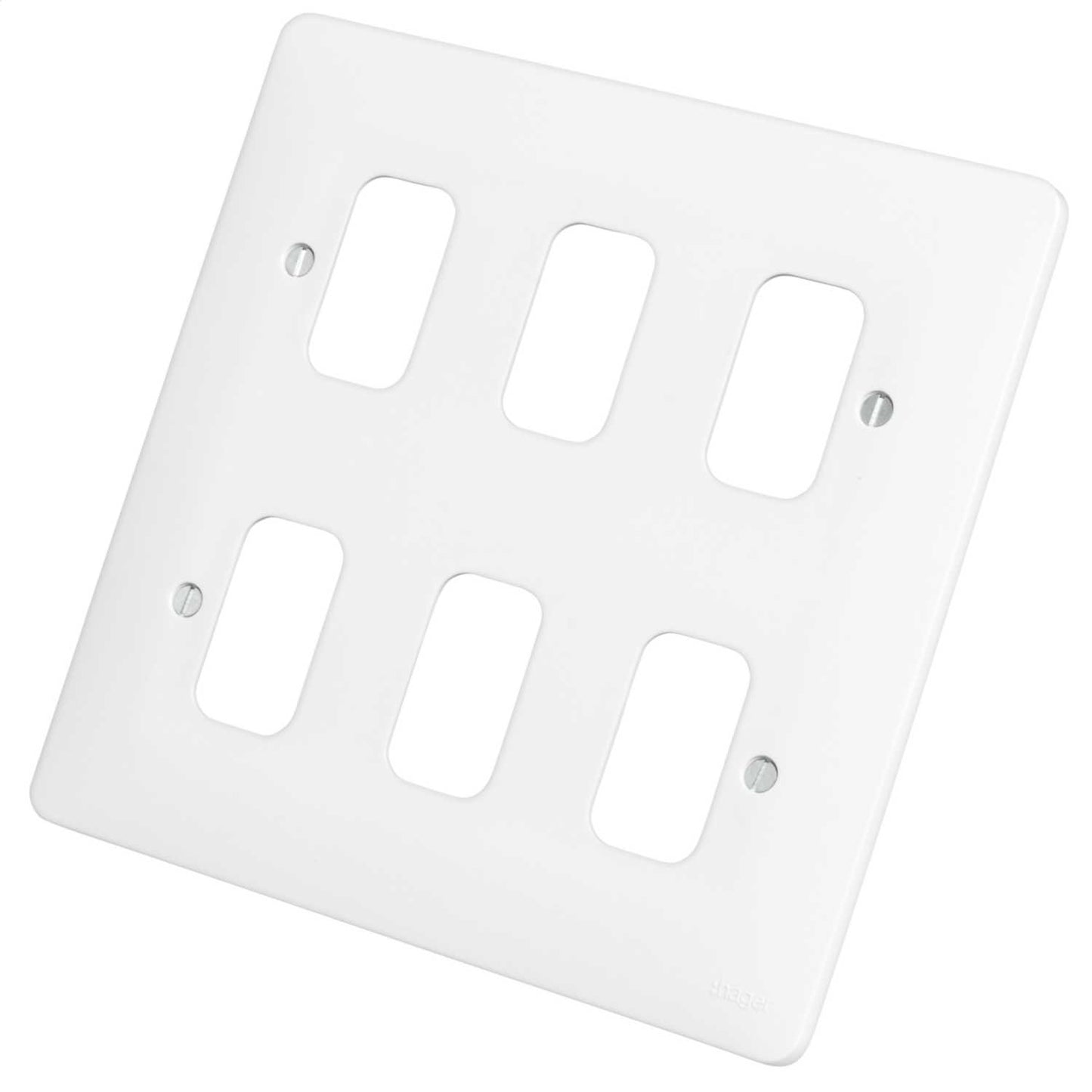 Hager Sollysta 6 Gang Grid Front Plate White
