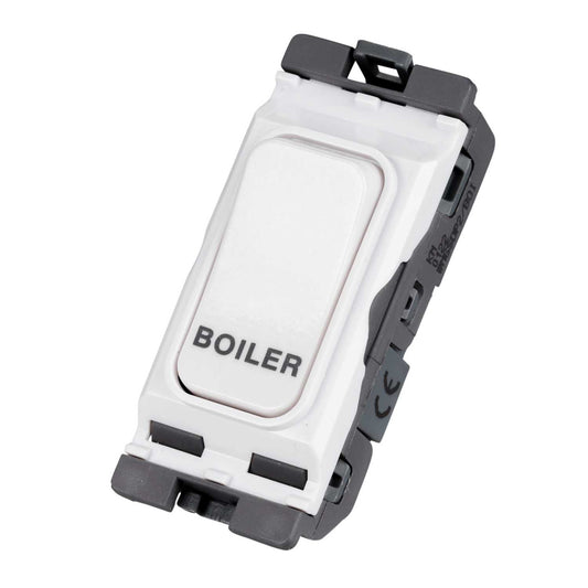 Hager Sollysta 20A Double Pole Grid Switch marked Boiler