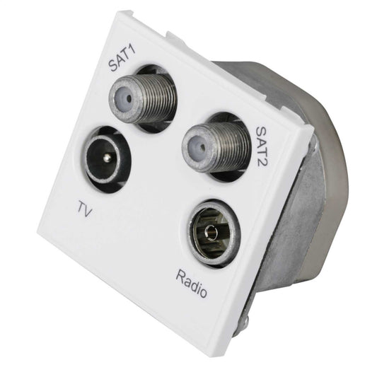 Hager Sollysta Quadplexer 1 x TV, 1 x Satellite, 1 x FM and Return Euro Module White
