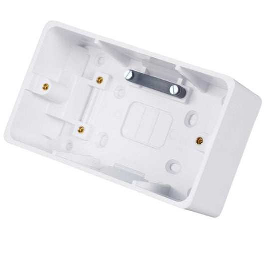 Hager Sollysta 2 Gang 46mm Pattress Back Box with Cable Clamps White