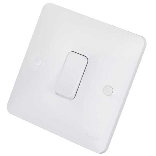 Hager Sollysta 10A 1 Gang 2 Way Push Switch White