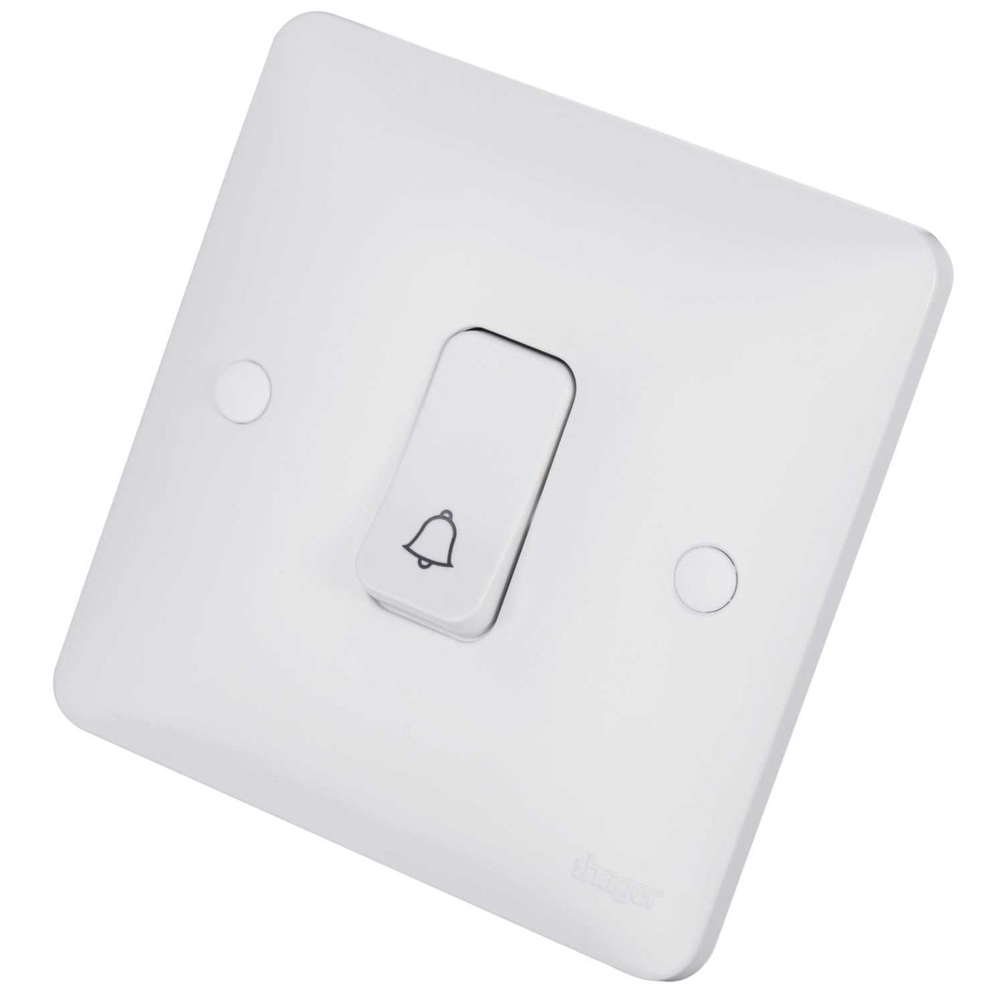 Hager Sollysta 10A 1 Gang 2 Way Push Switch with Bell Symbol White